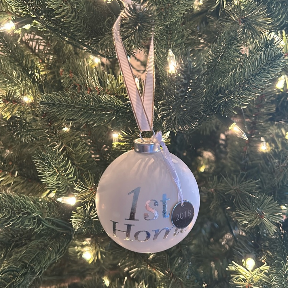 Barnes and Noble Holiday Collection White Ball 1st Home Christmas Ornament 2018
